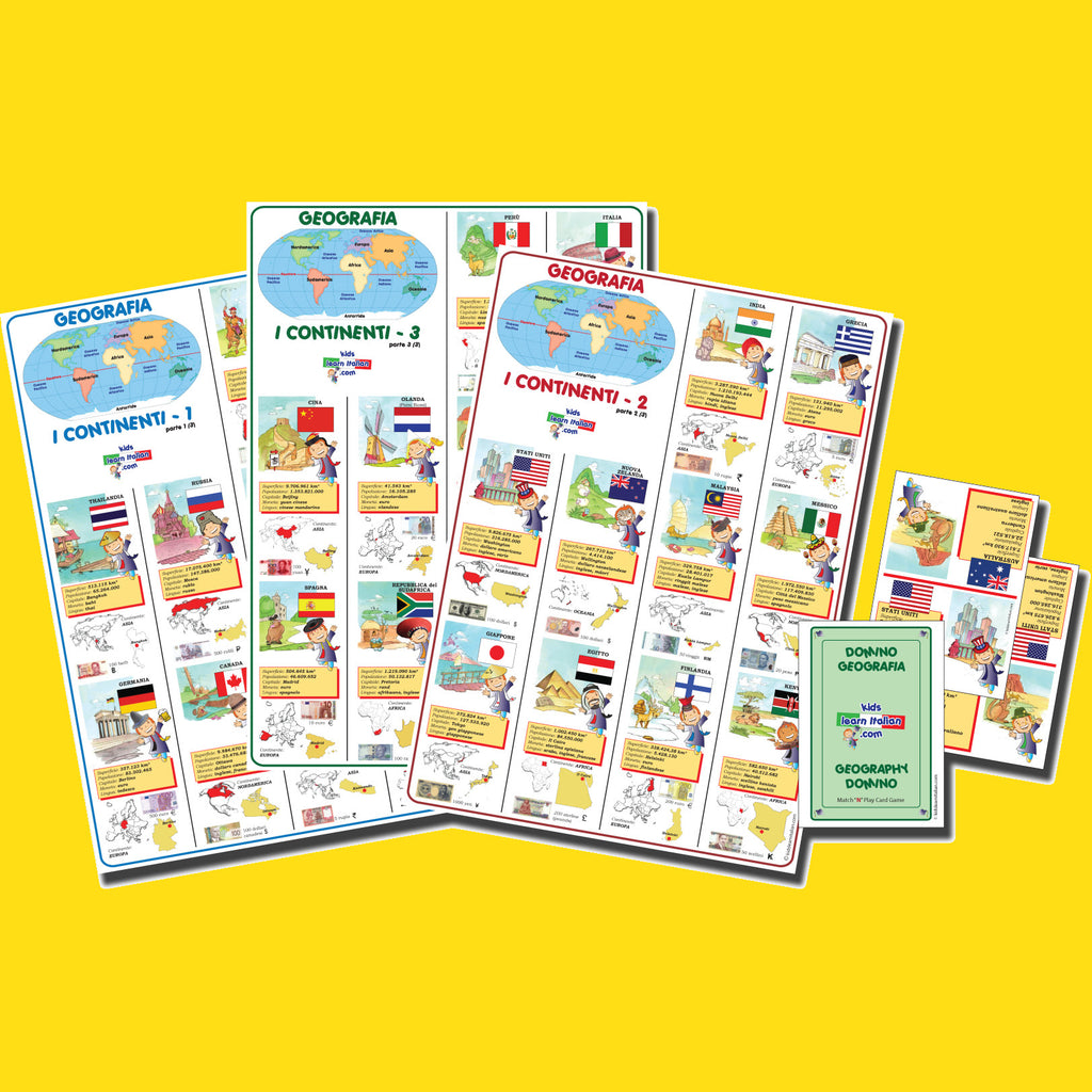 Three Geography Posters plus FREE Domino Game Bundle