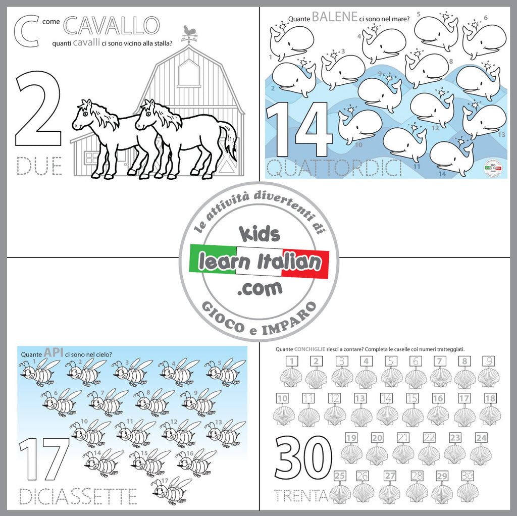 Italian Numbers - 31 Worksheet Set | Kids Learn Italian